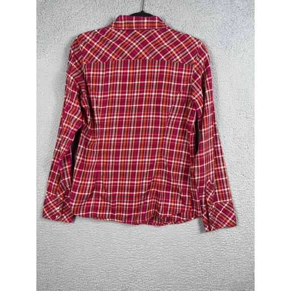 Columbia Womens Size M Pink Orange Long Sleeve Button Snap Shirt - Picture 2 of 12